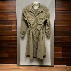 VTG SERGIO VALENTE SNAP UP ORANGE KHAKI TRENCH SPY DOWNTOWN TRENCH RETRO COAT SM